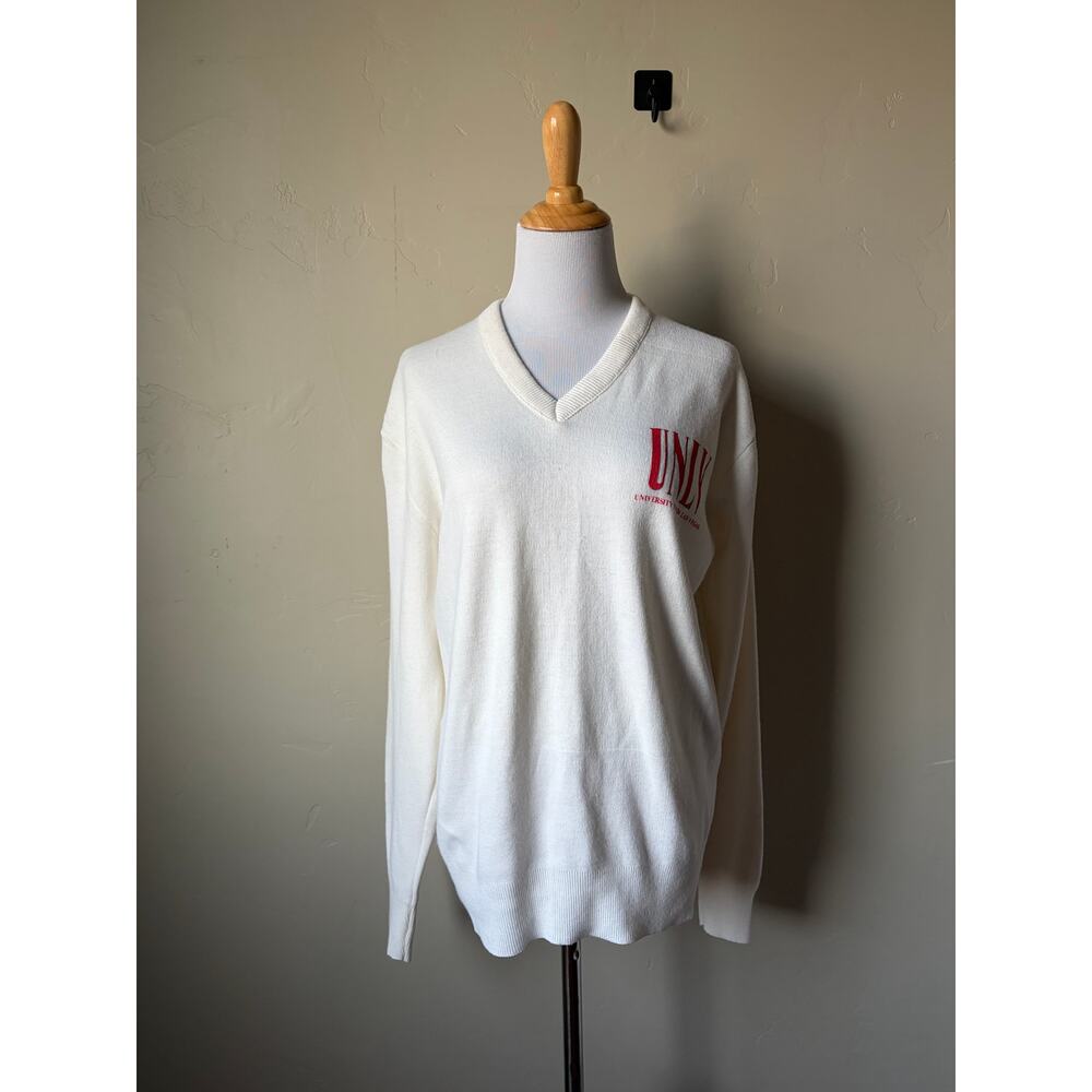 VTG McBriar White UNLV Women's V Neck Pullover Sweater Sz M - Picture 6 of 11